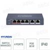 Hyundai Security HYU-1065 - Switch PoE HYU-1065 4 Porte con Hi-PoE, Gestione Remota e 300m LAN
