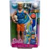 TOYS ONE Mattel HPT50 Barbie Set Ken Biondo con Tavola da Surf e cagnolino