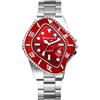 OIDEA Orologio Uomo Quarzo Irregolare: Orologio al Quarzo da Polso Calendario con Lente d'Ingrandimento Cinturino Acciaio - Regalo Uomo Donna Natale Rosso