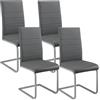 Juskys Sedia Swing a sbalzo Vegas Set di 4 - Sedia da pranzo con struttura in metallo e rivestimento in ecopelle - Sedia da cucina moderna colore grigio