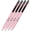 DOHE - Penna a sfera Elegance (4 pezzi) - inchiostro blu, punta 0,5 mm, fusto rosa, meccanismo di stampa touch, clip, alluminio, gommato, morbido