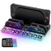 Padwa Lifestyle Stazione di Ricarica Joy Con Switch 2 (2025), Stazione di Ricarica per Controller Switch 2 con 7 Luci RGB, Ricarica 4 Impugnature Switch 2, Contiene 9 Schede di Gioco Switch e Accessori per Console Sw