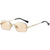 Hviomru Occhiali da sole esagonali senza bordi per le donne uomini moda trendy piccolo rettangolo stretto occhiali da sole, Oro/rosa sfumato, taglia unica