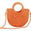HSTWODE Borsa da spiaggia di paglia per le donne, estate tessuto a mano Tote Bags Portafoglio con nappa, manico superiore paglia borsa pochette, mandarino, 26*20*8cm