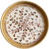 Generic Vassoio rotondo in rattan con intarsio in madreperla, vassoio da portata in vimini con base in legno, cestino decorativo per caffè, pane, frutta, alimenti e esposizione da tavolo (G)