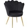 IlGruppone Poltrona Conchiglia Camera da Letto in Velluto Design Moderno, Sedia Classica con Gambe in Metallo Placcato Oro - Poltroncina per Salotto con Seduta Morbida Imbottita Modello Maddina - Nero