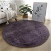 Hiseng Rotonda Shaggy Tappeto per Soggiorno, Hiser Moderno Soffice Peloso Ultra Molle Antiscivolo Tappeti Moquette per Interni Divano Camera da Letto Bambino Cameretta (Viola Grigio,80x80cm)