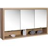 Composad | Specchiera Pensile della Linea LADAMA con 3 Ante 1 Vano Senza Illuminazione, Specchio Bagno con Ante e Contenitore, (LxAxP) 123,20x69,80x22 cm, Colore Rovere Mielato, Made in Italy