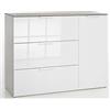 Composad | Mobile Contenitore della Linea GALAVERNA con 3 Cassetti e 1 Anta, Mobile Ingresso Archivio, Madia Bianca, (LxAxP) 120,10x93,50x45 cm, Cemento e Bianco Laccato, Made in Italy