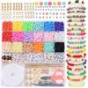 Ferizzia Kit Perline per Braccialetti, 24 Colori 6mm Kit Perline di Argilla Polimerica, con Lettere, Faccina Sorridente, Idea Regalo Fai Da Te, per Bambini e Adulti per Fare Gioielli