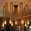 ANWIO Lampadario Corda E27, Lampadari a Sospensione di Canapa Vintage con 8 Luci, Lampadario Soffitto Cord Industriale, Lampadario Corda da Soffitto per Sala da Pranzo, Soggiorno(Lampadine Escluse)
