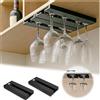 VOSSOT 2 Pezzi Supporto per Bicchieri da Vino, Nero Autoadesivo Porta Bicchieri Sospesi Portabicchieri Sospeso Nessuna Perforazione Richiesta, Porta Bicchieri da Vino adatto per Cucina Bar Ristorante