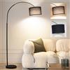 ANTENLICHT ANTNELICHT LUNA Lampada da Terra ad Arco Vintage - Illuminazione Soggiorno/Camera da Letto con LED E27 Incluso, Paralume in Tessuto 33cm Nero e Interruttore a Pedale, Ideale per Hotel