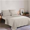 CHUFFED Lenzuolo in lino e cotone, biancheria da letto in cotone, traspirante, per case coloniche, con finitura morbida, solo 1 letto (275 cm x 275 cm, beige)