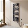 EMKE Radiatore da Bagno, 120 x 40cm, 500W, Scaldasalviette con Termostato, Curvo, Antracite colore, Termoarredo Asciugamani da Bagno