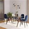 DEGHI Tavolo 150x90 cm con top in vetro e gambe in metallo effetto noce - Wilfred