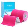 OK TAPE Kinesiologico tape 5cm x 5m, Nastro Atletico Terapeutico Elastico Resistente, Senza Latex, Antidolore, Recupero Lesioni, per il ginocchio, supporto muscolare(2 Rotoli, Rosa)