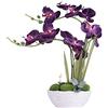 YSZL Grande orchidea artificiale in vaso, composizione floreale in seta con vaso in ceramica, viola scuro