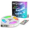 B.K.Licht Striscia LED RGBIC 5 m, Sensore musicale, Cambia colore segmentato, Nastro LED con telecomando