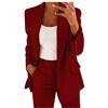 Generico Blazer Elegante Donna,Giacca Donna Primavera Lunga Giacca da Abito Casual da Lavoro a Maniche Lunghe vestibilità Ampia con Un Bottone Elegante per Vestito Cerimonia Tailleur Pantalone