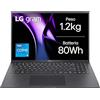 LG gram 16Z90RU, Notebook 16 2.5K (2560 x 1600), Intel Core i5-1334U, 16GB RAM, 1TB SSD, Ultraleggero solo 1.2 kg, Batteria 80Wh, Windows 11 Home, Tastiera italiana, Nero