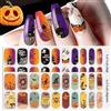 EBANKU 40PCS Halloween Smalto Adesivo per Unghie, Halloween Unghie Gel Adesive UV Halloween Smalto Adesivo Gel UV Full Wraps Lampada UV/LED con Lima e Stick per Donne Ragazze