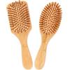 AKONE Spazzola per capelli in bambù, 2 pezzi, spazzola per capelli naturali, in legno, con testa rotonda e denti di bambù, pettine per capelli con imbottitura ad aria, nessun danno ai capelli,