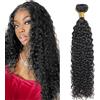 Tuheerst Water Wave Human Hair Bundles Natural Black Naturale Capelli Veri Ricci Tessitura Human Hair Extension capelli Single Bundle Double Weft Remy Hair for Woman 14 Inch
