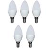 Provance Set di 5 candele LED E14, 4 Watt, 320 lumen, luce bianca calda, 3000 K, a risparmio energetico