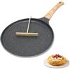 MIUUIPI Crepe - Padella da 24 cm, antiaderente per pancake, con distributore di pasta, padella in granito, rivestimento antiaderente, compatibile a induzione, riscaldamento uniforme, senza PFOA