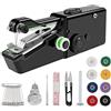 Gearmax 1 Pezzi Macchina da Cucire Portatile,Mini Macchina da Cucire Portatile Macchine da Cucire Elettriche con Kit Cucito Mini Cucito per Principianti per Abbigliamento, Tende, Fai da Te(Nero)