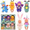 SKIKHN Mini Bambole Reborn - 6 Pezzi Piccole Bamboline Bebè Con Vestitini Intercambiabili, Set Lavabile, Rinascita del Sonno per Bambini, Ragazzi, Ragazze