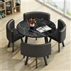 SBCWH Set di Tavolo e Sedie, Scrivania e Sedia da Ufficio, Set da Tavolo da Pranzo per Cucina, Scrivania per Reception e Conferenze, Sala da Tè e Pasticceria, Ristorante e Bar per Sala Trattative(Black,70cm