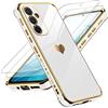 LeYi Cover per Samsung Galaxy A54 5G Custodia con Vetro Temperato [2 Pack], Amore Cuore Paraurti Morbido TPU Sottile Case con Protezione Fotocamera per Samsung A54 5G Donne Bianco