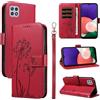 Bravoday Cover per Samsung Galaxy A22 5G, Custodia in PU Pelle Portafoglio Flip Schede con Slot per Carte, Magnetica Antiurto Cover per Galaxy A22 5G, Rosso