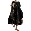Generico Vestiti Donna Estivi Lino Larghe Lungo Elegante Abiti Da Sole Prendisole Girocollo Comodo Vestiti Di Lino Taglie Forti Manica Corta Vestito Boho Vintage Morbida Vacanza Abito Mare Da Spiaggia