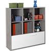 Composad | Libreria della Linea MIPIACE con 1 Cassettone Doppio e 6 Vani, Libreria Moderna Scaffale, (LxAxP) 119,90x120,90x35,70 cm, Cemento e Bianco Laccato, Cameretta, Made in Italy