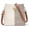 KALIDI FANCY FOREST Borsa a tracolla da donna per tutte le stagioni, borsa a secchiello in pelle con tracolla regolabile, versatile borsa a tracolla da donna con tasche multiple, Beige/marrone.