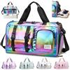 Hoseay Borsone Palestra Donna Grande Borsone da Viaggio con Tracolla Borsa Piscina Impermeabile Borsa Sportiva con Scomparto Scarpe Borse Danza Leggero per Gym Piscina Nuoto Ginnastica Ritmica, Nero