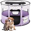 ALLSOPETS Recinto per Cani da Interno Pieghevole, Anche per Esterno, Box Traspirante Portatile per Gatti Conigli Cuccioli con Borsa da Trasporto, per Viaggi e Campeggio (Viola, M)