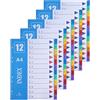 AMO HERMOSO 5 sets 1-12 Divisori per Raccoglitori ad Anelli A4, Separatori Colorati Divisori in Plastica per Raccoglitori, Numerici di Indice 1-12, Multicolore
