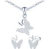 MICMIF Parure Gioielli Farfalle Argento 925, 2 Pezzi Set Collana e Orecchini a Farfalle, Collana con Ciondolo Farfalle Zircconi, Orecchini a Perno Farfalle per Donne Ragazze