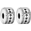 Doyafer 925 Sterling Silver Star Clip Charm Set Perline Clips Fit Bracciali Donne 2 Per Pacchetto