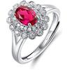 JIANGXIN Regolabile Anello Argento 925 Donna Principessa Diana William Kate Middleton Ring Rubino sintetico Anniversario di Matrimonio regalo perfetto