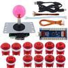 SJ@JX Arcade Game Stick Kit DIY Pulsanti con Logo 8 Vie Joystick USB Encoder Cable Controller per PC PS3 PS2 MAME Raspberry Pi Rosso