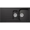 SCHOCK | Lavello Cucina Lithos D150 1 + ½ Vasca con Gocciolatoio, Vasca Reversibile, Materiale Cristalite®, Nero Assoluto, 1000x500mm