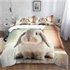 XCQHZYQ Set Copripiumino Letto Matrimoniale 200x200 cm Coniglio Lop Animale 1 x Copripiumino e 2 x Federe 50x75 cm Biancheria da Letto Cotone Poliestere per Ragazzi e Ragazze