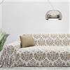 Byour3 - Copridivano Puro Cotone 3 4 5 Posti Granfoulard Fantasia Damascato Salvadivano Telo Arredo Foulard Copritutto Salva Divani Ad Angolo Penisola destra sinistra (Damascato Ecrù, 2 posti)