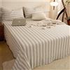 Lirzxin Copriletto Matrimoniale con Angoli Garza di Cotone, Lenzuolo Matrimoniale (200 cm Letto) 230x250 cm Motivo Strisce Lenzuola Sopra Traspirante, Morbido, Cachi Chiaro