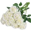 GIUSOBG 12 Pz Rose Finte in Seta Artificiale Bouquet 52cm Fiori Finti di Rosa con Steli Lunghi Bianco Fiori Artificiali Finte Artificiali per Decorazioni per la Casa di Nozze